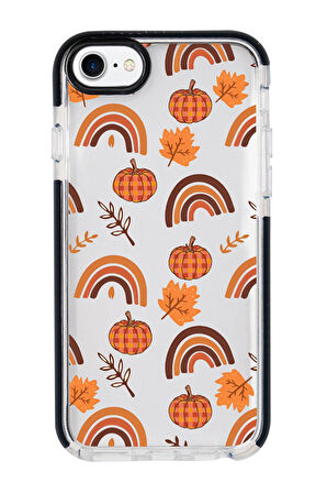 iPhone 8 Uyumlu Sonbahar Desenli Candy Bumper Silikonlu Telefon Kılıfı
