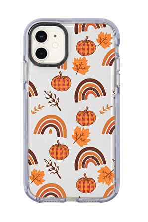 iPhone 12 Mini Uyumlu Sonbahar Desenli Candy Bumper Silikonlu Telefon Kılıfı