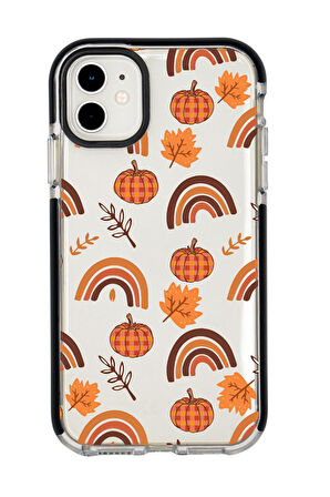 iPhone 12 Mini Uyumlu Sonbahar Desenli Candy Bumper Silikonlu Telefon Kılıfı