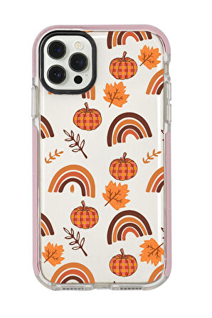 iPhone 12 Pro Max Uyumlu Sonbahar Desenli Candy Bumper Silikonlu Telefon Kılıfı
