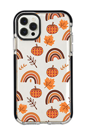 iPhone 12 Pro Max Uyumlu Sonbahar Desenli Candy Bumper Silikonlu Telefon Kılıfı