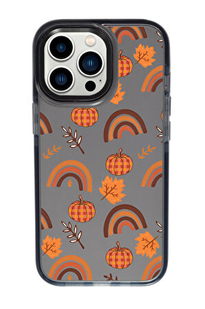 iPhone 13 Pro Uyumlu Sonbahar Desenli Candy Bumper Silikonlu Telefon Kılıfı