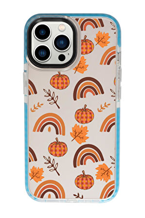 iPhone 13 Pro Uyumlu Sonbahar Desenli Candy Bumper Silikonlu Telefon Kılıfı