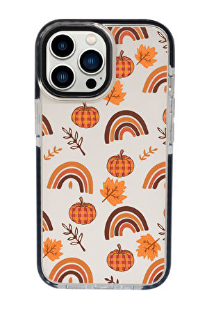 iPhone 13 Pro Uyumlu Sonbahar Desenli Candy Bumper Silikonlu Telefon Kılıfı