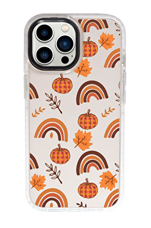 iPhone 13 Pro Max Uyumlu Sonbahar Desenli Candy Bumper Silikonlu Telefon Kılıfı