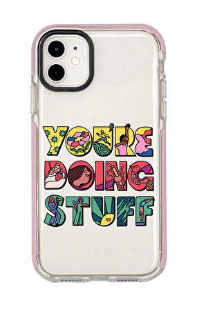 iPhone 12 Uyumlu Youre Doing Stuff Desenli Candy Bumper Silikonlu Telefon Kılıfı