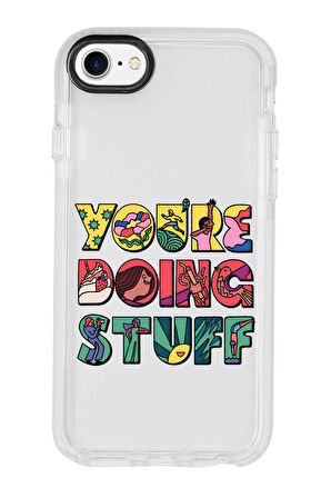 iPhone SE 2020 Uyumlu Youre Doing Stuff Desenli Candy Bumper Silikonlu Telefon Kılıfı