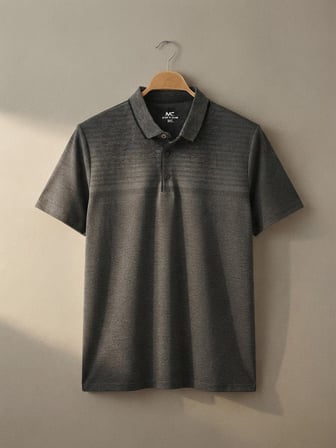 Maccali Füme Erkek Desenli Büyük Beden Kısa Kollu Battal Polo Yaka Tişört