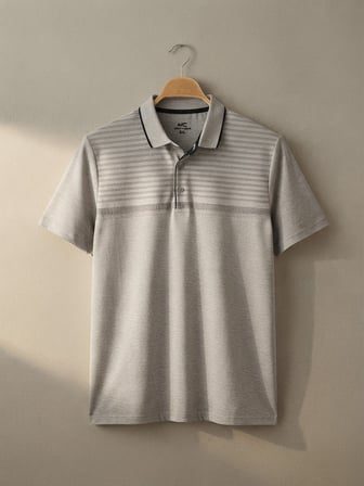 Maccali Gri Erkek Desenli Büyük Beden Kısa Kollu Battal Polo Yaka Tişört
