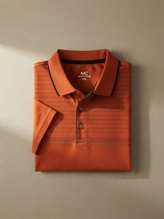 Maccali Kiremit Erkek Desenli Büyük Beden Kısa Kollu Battal Polo Yaka Tişört