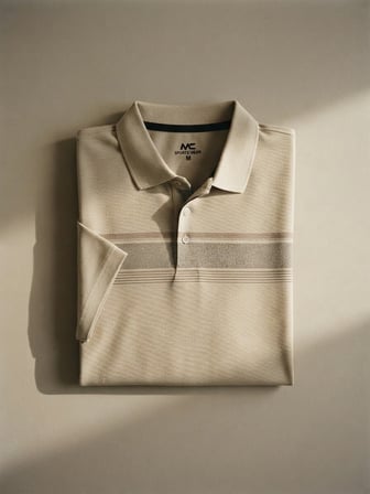 Maccali Bej Erkek Desenli Büyük Beden Bol Polo Yaka Tişört