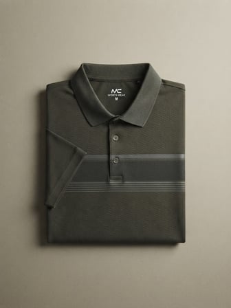 Maccali Haki Erkek Desenli Büyük Beden Bol Polo Yaka Tişört