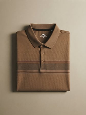 Maccali Kahve Erkek Desenli Büyük Beden Bol Polo Yaka Tişört