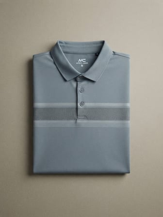Maccali Mavi Erkek Desenli Büyük Beden Bol Polo Yaka Tişört