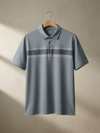 Maccali Mavi Erkek Desenli Büyük Beden Bol Polo Yaka Tişört