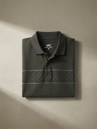 Maccali Haki Erkek Büyük Beden Desenli Bol Polo Yaka Tişört