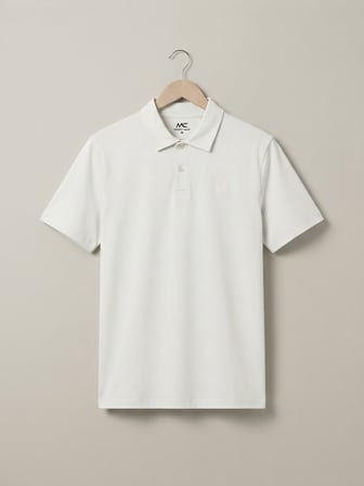 Maccali Beyaz Erkek Büyük Beden Bol Basic Polo Yaka Tişört
