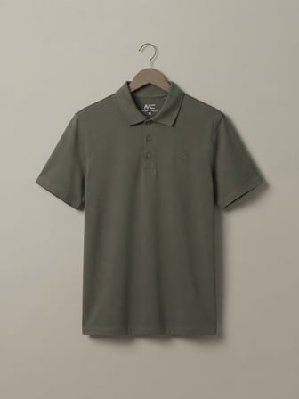 Maccali Haki Erkek Büyük Beden Bol Basic Polo Yaka Tişört