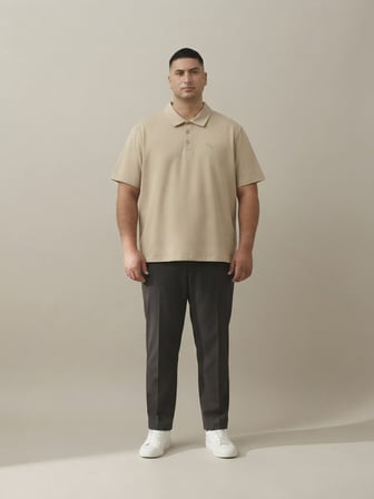 Maccali Kahve Erkek Büyük Beden Bol Basic Polo Yaka Tişört