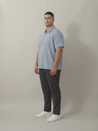 Maccali Lila Erkek Büyük Beden Bol Basic Polo Yaka Tişört