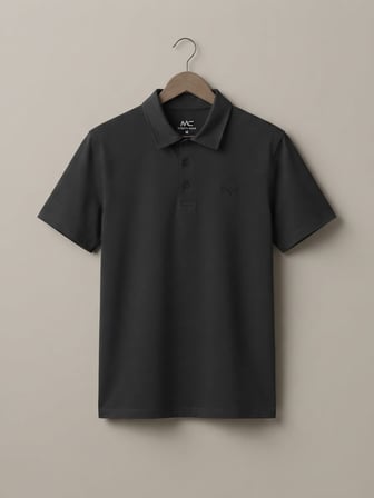 Maccali Siyah Erkek Büyük Beden Bol Basic Polo Yaka Tişört