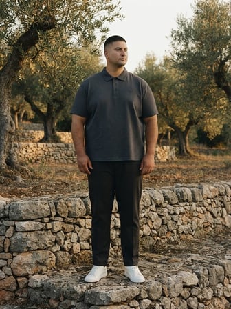 Maccali Siyah Erkek Büyük Beden Bol Basic Polo Yaka Tişört