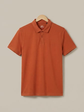 Maccali Turuncu Erkek Büyük Beden Bol Basic Polo Yaka Tişört
