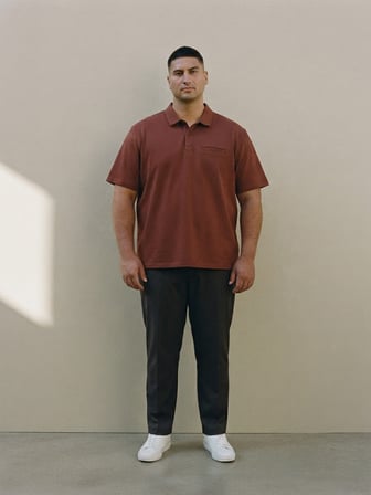 Maccali Bordo Erkek Büyük Beden Cepli Basic Polo Yaka Tişört