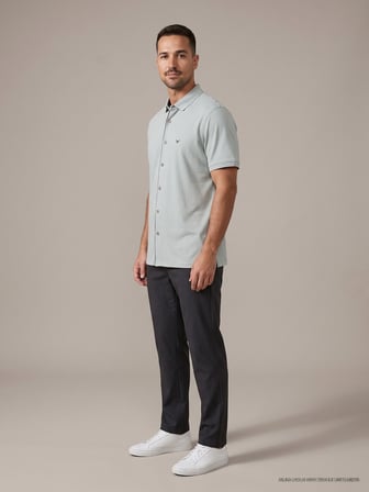 Maccali Buz Mavisi Erkek Kısa Kollu Basic Polo Yaka Gömlek