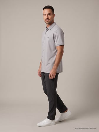 Maccali Gri Erkek Kısa Kollu Basic Polo Yaka Gömlek