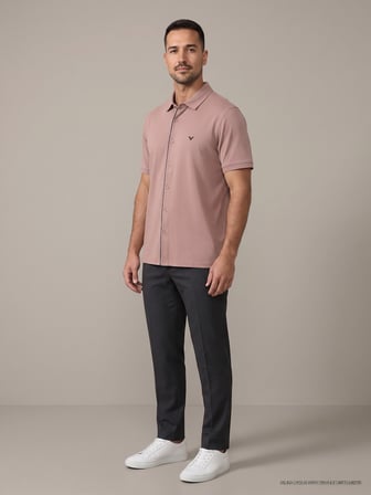 Maccali Kahve Erkek Kısa Kollu Basic Polo Yaka Gömlek