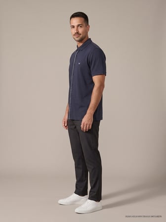 Maccali Lacivert Erkek Kısa Kollu Basic Polo Yaka Gömlek
