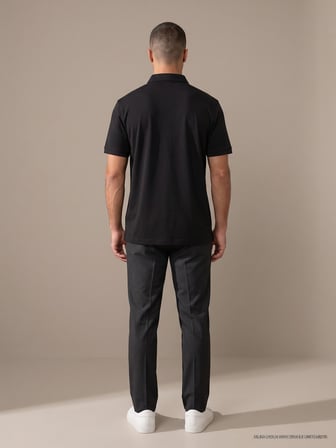Maccali Siyah Erkek Kısa Kollu Basic Polo Yaka Gömlek