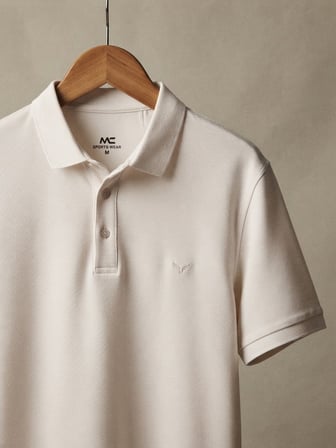 Maccali Beyaz Erkek İthal Dokulu Basic Polo Yaka Tişört