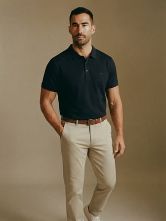 Maccali Lacivert Erkek İthal Dokulu Basic Polo Yaka Tişört