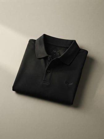 Maccali Siyah Erkek İthal Dokulu Basic Polo Yaka Tişört