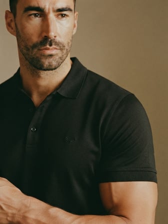 Maccali Siyah Erkek İthal Dokulu Basic Polo Yaka Tişört