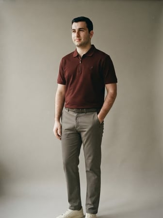 Maccali Bordo Erkek Pamuklu Dokulu Rahat Kalıp Polo Yaka Tişört