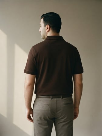 Maccali Kahve Erkek Pamuklu Dokulu Rahat Kalıp Polo Yaka Tişört