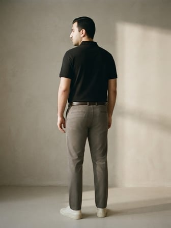 Maccali Siyah Erkek Pamuklu Dokulu Rahat Kalıp Polo Yaka Tişört