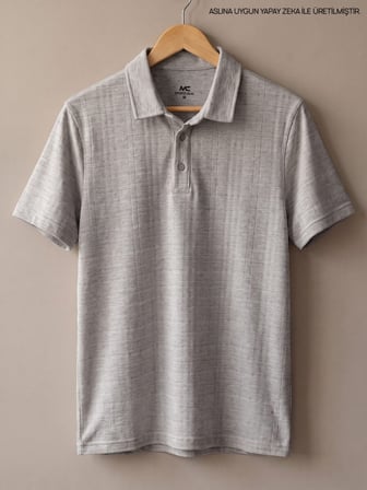 Maccali Gri Erkek Kareli Örgü Polo Yaka Tişört
