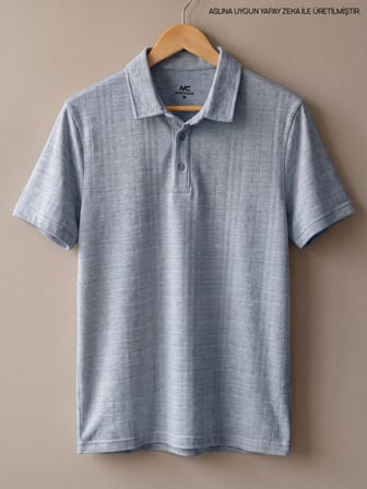 Maccali Mavi Erkek Kareli Örgü Polo Yaka Tişört