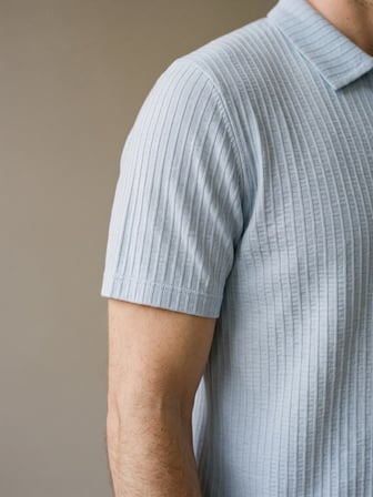 Maccali Mavi Erkek Pamuklu Çizgili Polo Yaka Tişört