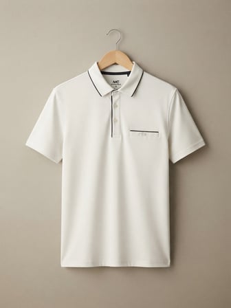 Maccali Beyaz Erkek Cepli Pike Kısa Kollu Polo Yaka Tişört