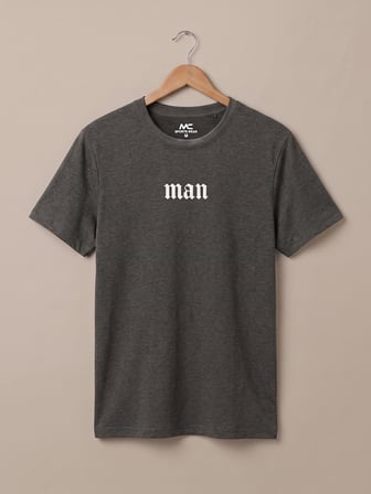 Maccali Koyu Gri Erkek Man Baskılı Bisiklet Yaka Bol Kesim Tişört