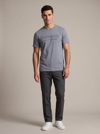 Maccali Lila Erkek If Your Mind Believes Baskılı Bisiklet Yaka Bol Kesim Tişört
