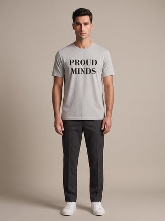 Maccali Gri Erkek Proud Minds Baskılı Bisiklet Yaka Bol Kesim Tişört