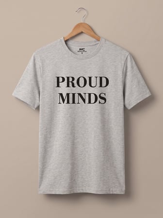 Maccali Gri Erkek Proud Minds Baskılı Bisiklet Yaka Bol Kesim Tişört