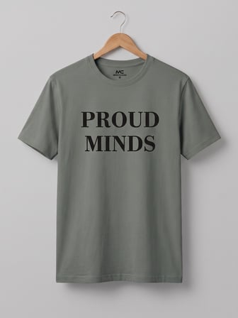 Maccali Haki Erkek Proud Minds Baskılı Bisiklet Yaka Bol Kesim Tişört