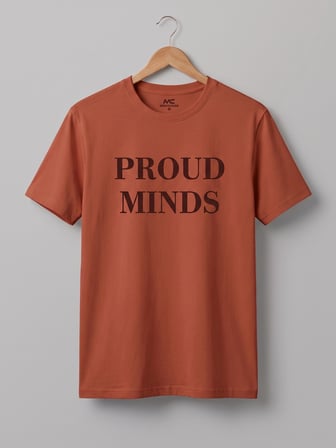 Maccali Kiremit Erkek Proud Minds Baskılı Bisiklet Yaka Bol Kesim Tişört